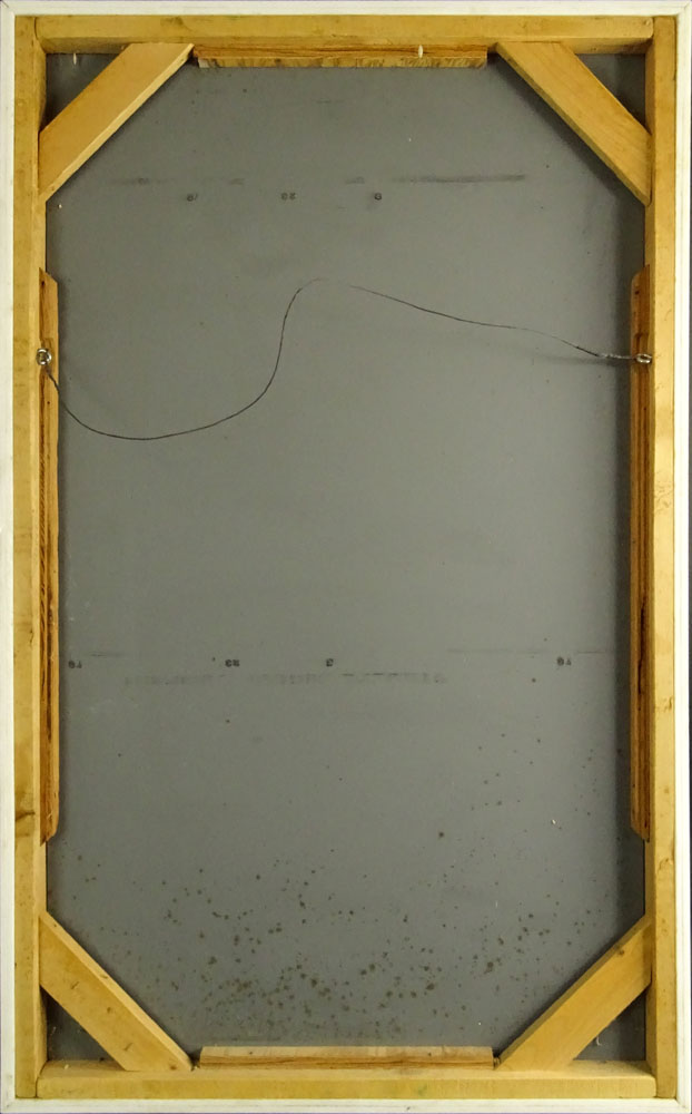 Mid Century White and Clear Lucite Wall Mirror.