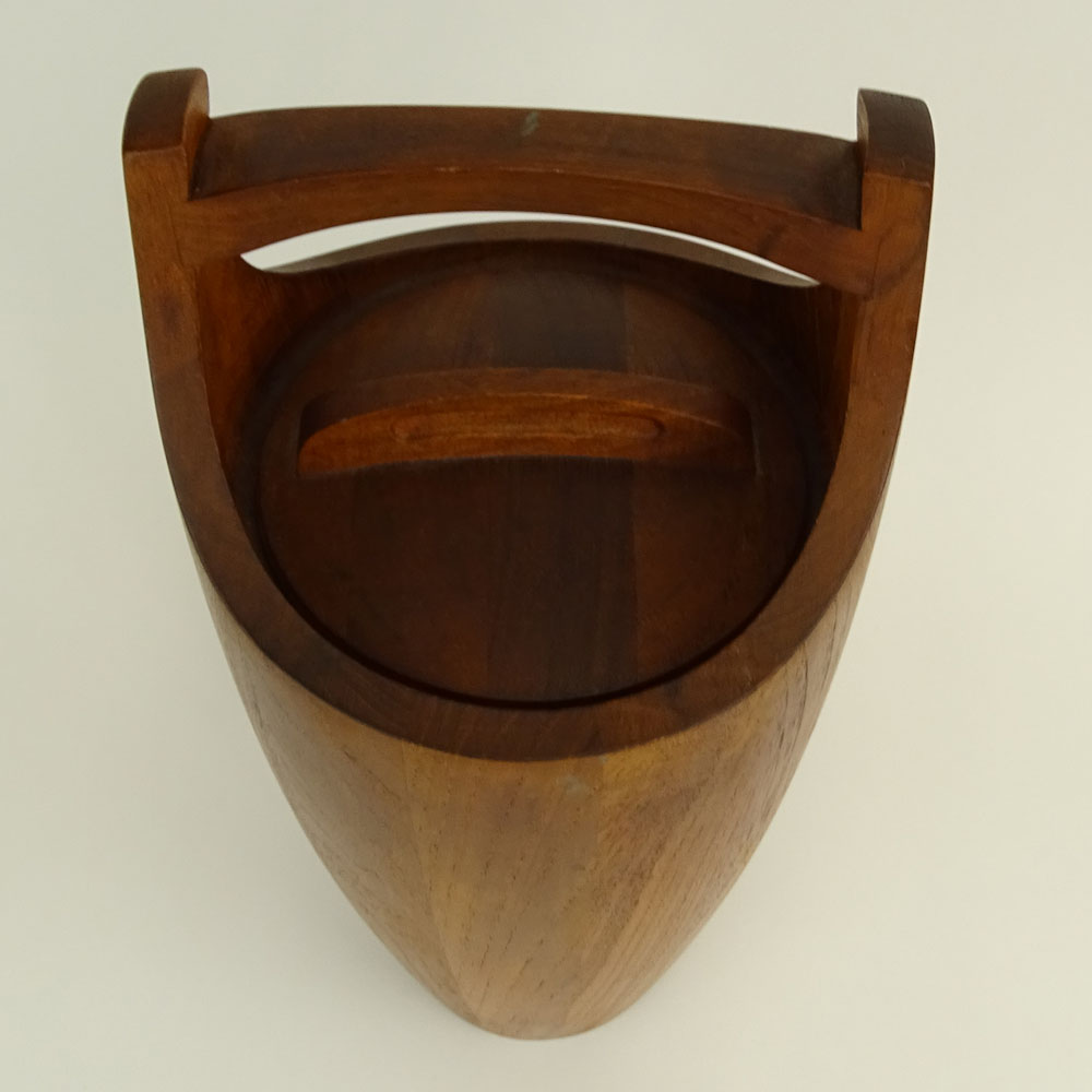 Mid Century Modern Dansk Teak Ice Bucket with Tongs.