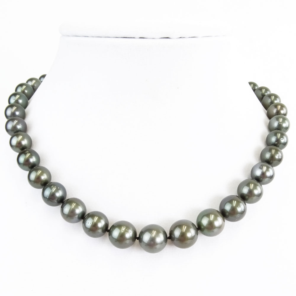 AIG Certified Tahitian Black Pearl Necklace Consisting of a Single Strand of Thirty Seven (37) Pearls