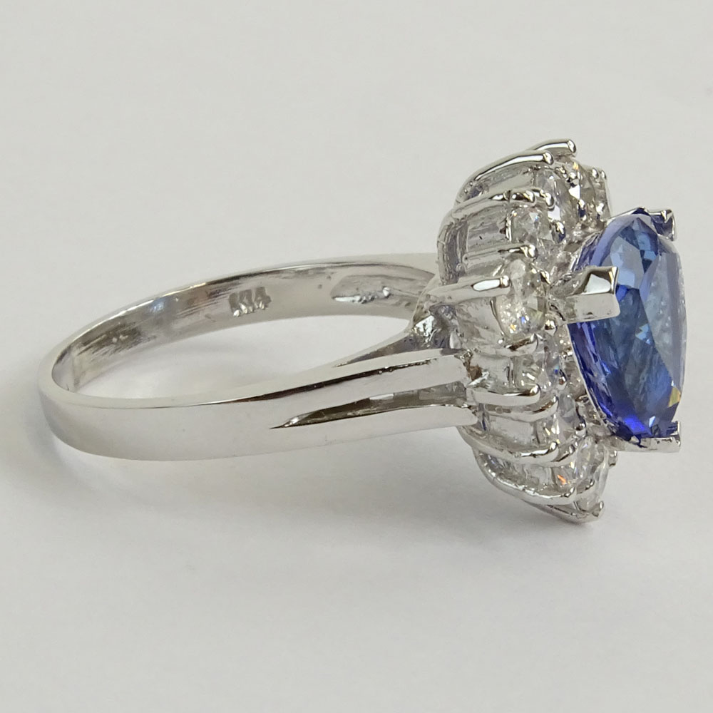 AIG Certified 3.65 Carat Natural Tanzanite  and 14 Karat White Gold Ring