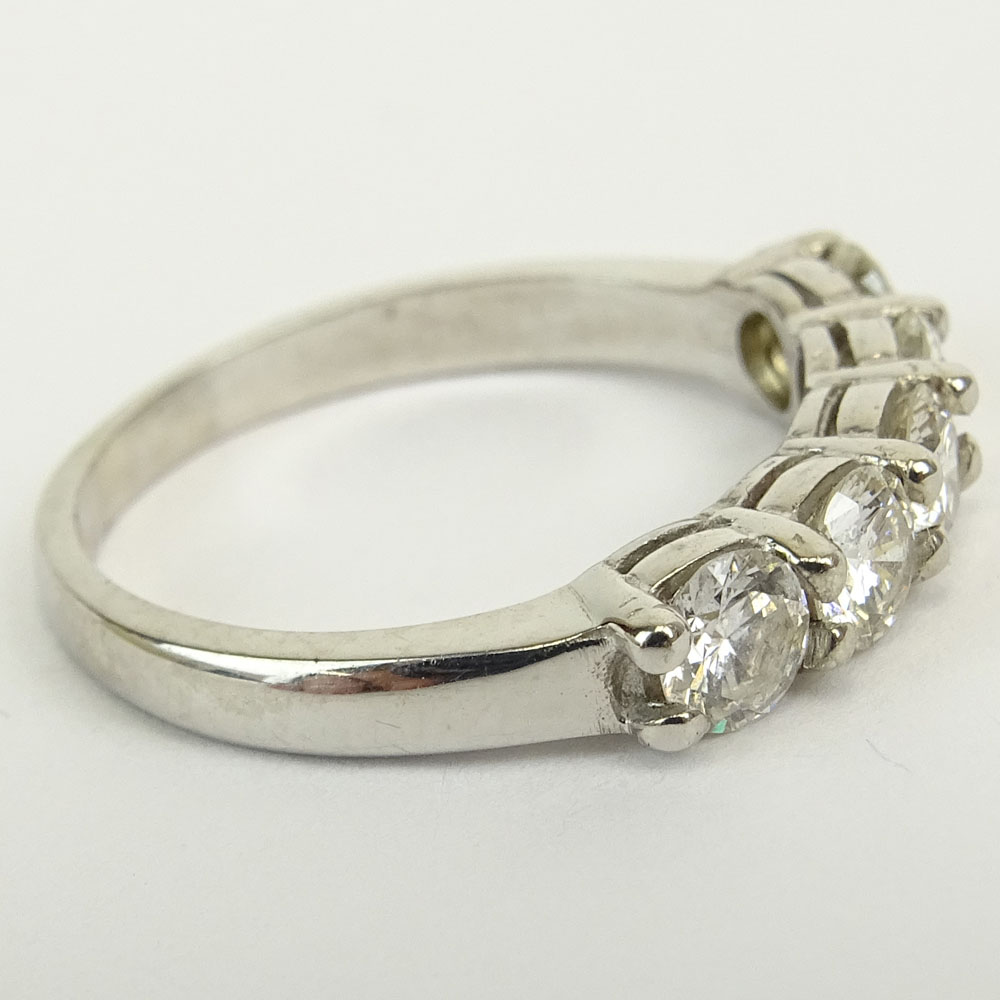 Lady's Vintage Approx. 1.0 Carat Round Brilliant Cut Diamond and 14 Karat White Gold Ring.