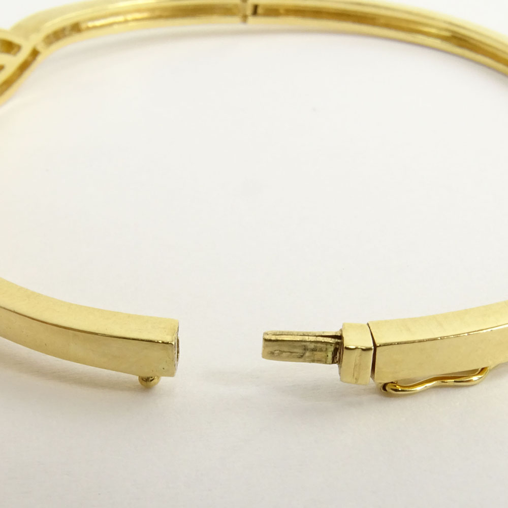 Vintage 14 Karat Yellow Gold and Round Cut Diamond Bangle Bracelet.