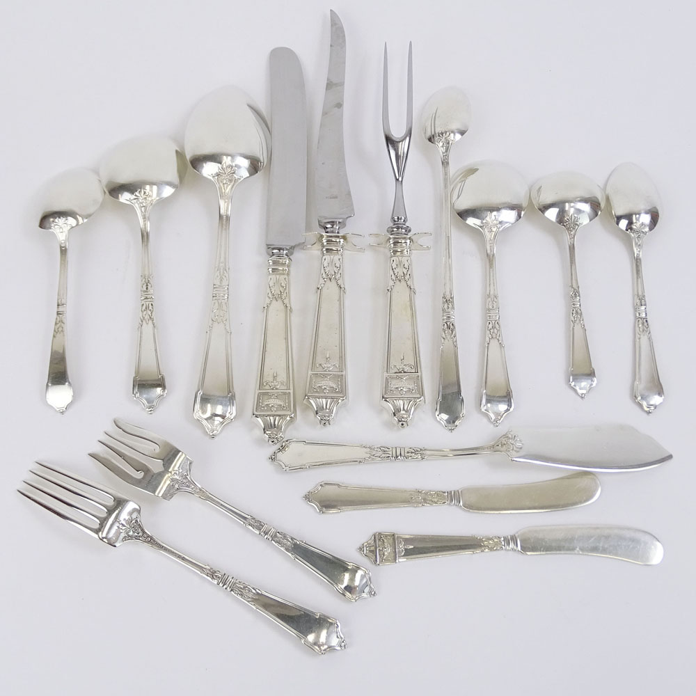 One Hundred Five (105) Piece Set of Gorham Lansdowne Sterling Flatware.