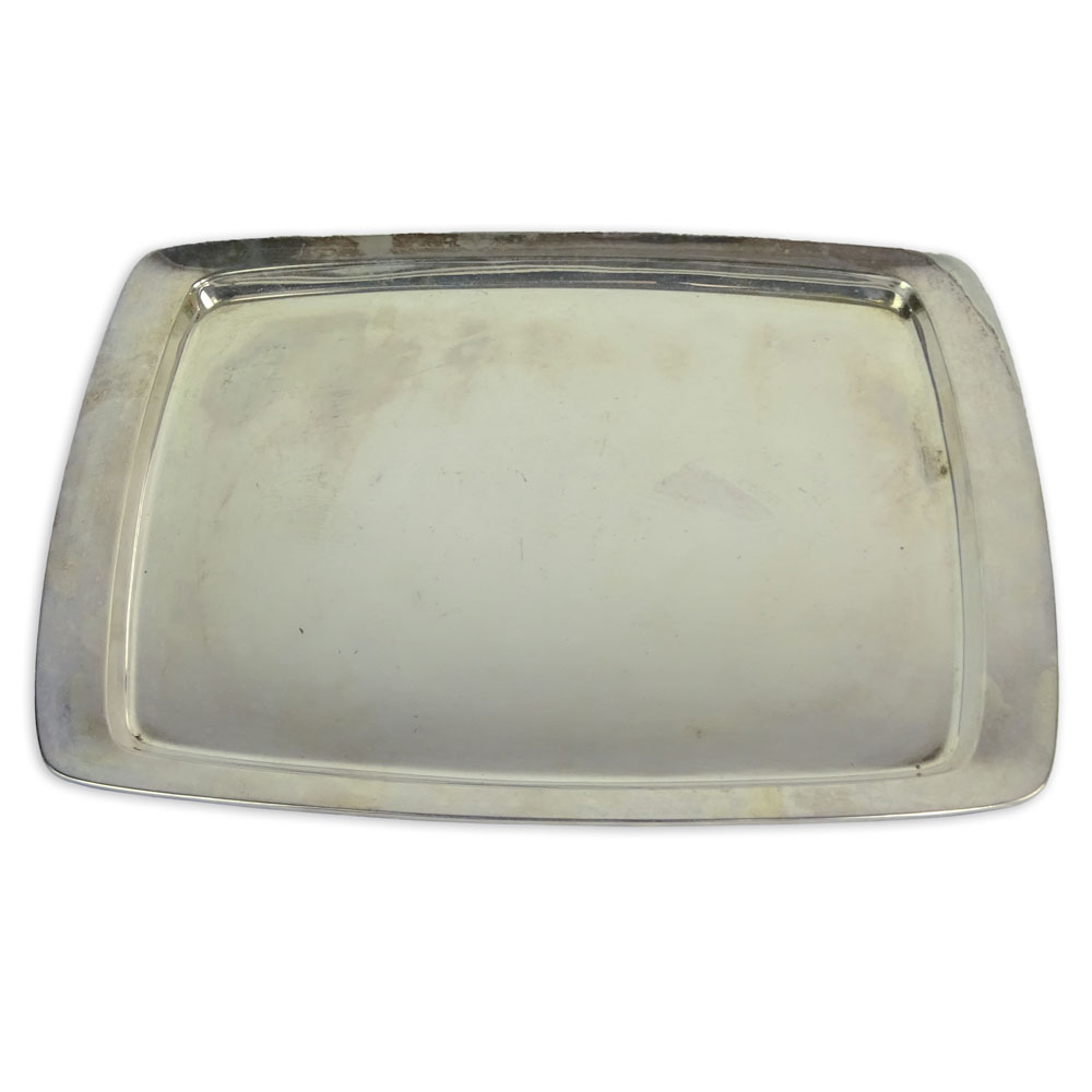 German 835 Silver Tray. Hallmarked Germany 835. Surface scratches, light ding. 