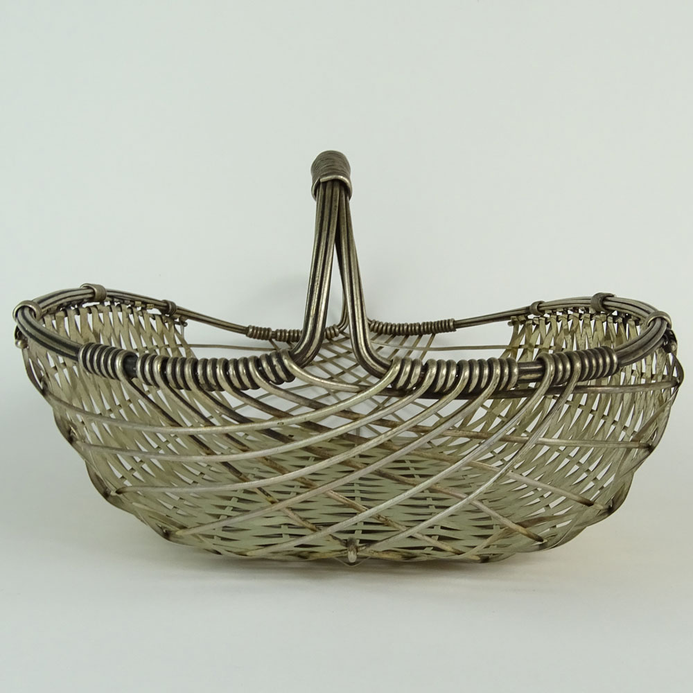 Large Vintage Silver Plate Woven Basket.