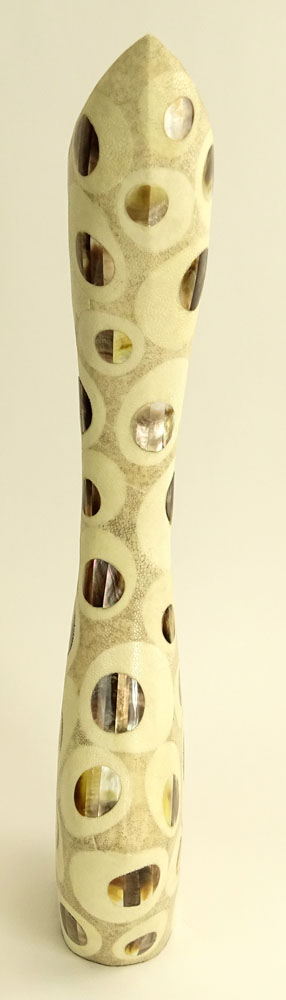 R & Y Auguostini Vase. Faux shagreen resin with inlaid mother of pearl.