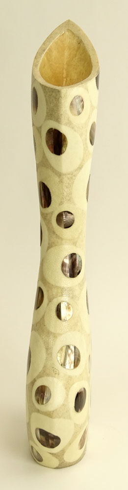 R & Y Auguostini Vase. Faux shagreen resin with inlaid mother of pearl.