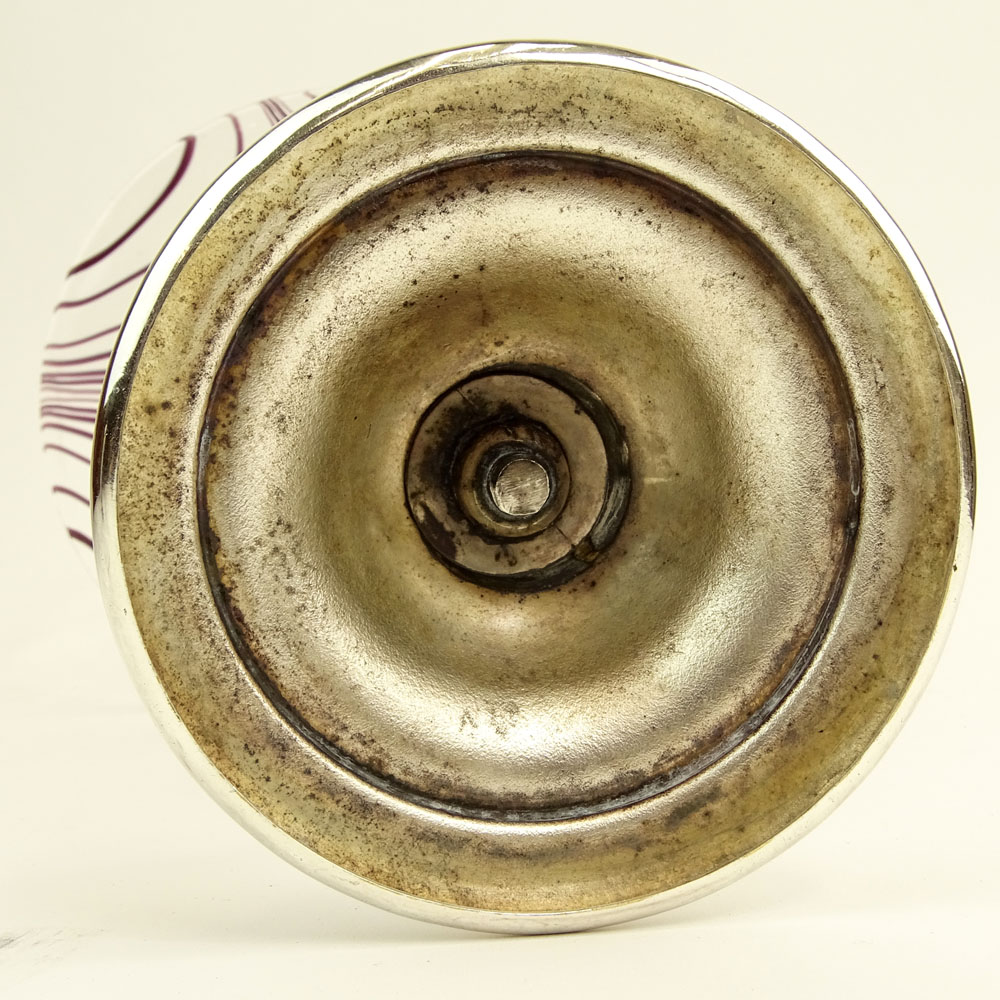 Modern Art Glass Vase With Silver Plate Base.