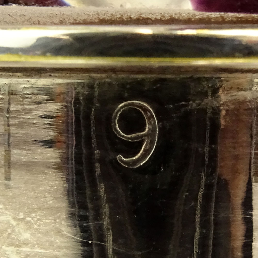 Modern Art Glass Vase With Silver Plate Base.
