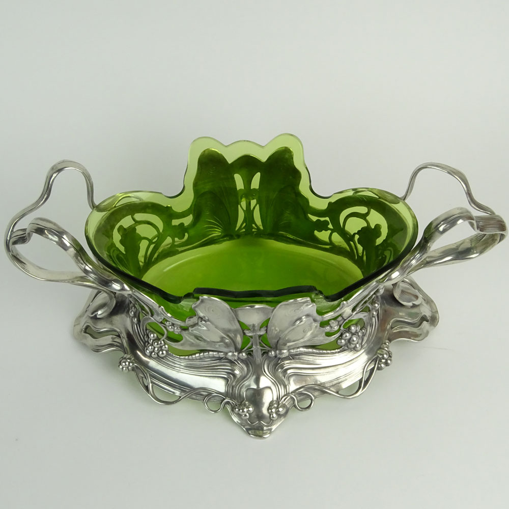 Art Nouveau WMFB Silver Plate and Glass Centerpiece.