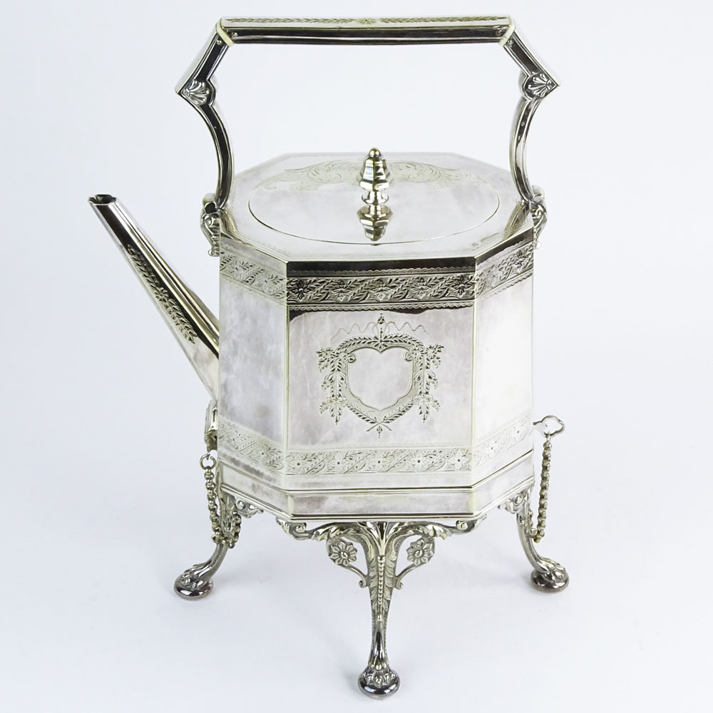 19th Century English Silver Plate Kettle on Stand.