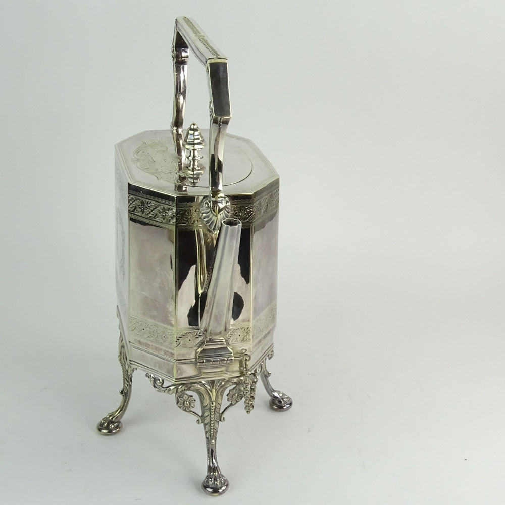 19th Century English Silver Plate Kettle on Stand.