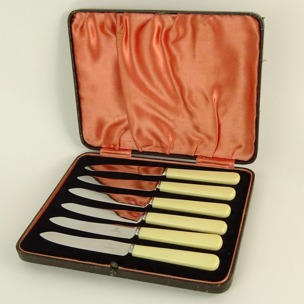 Collection of Three (3) Boxed Sets of Antique Ivory Handled Fruit Utensils.