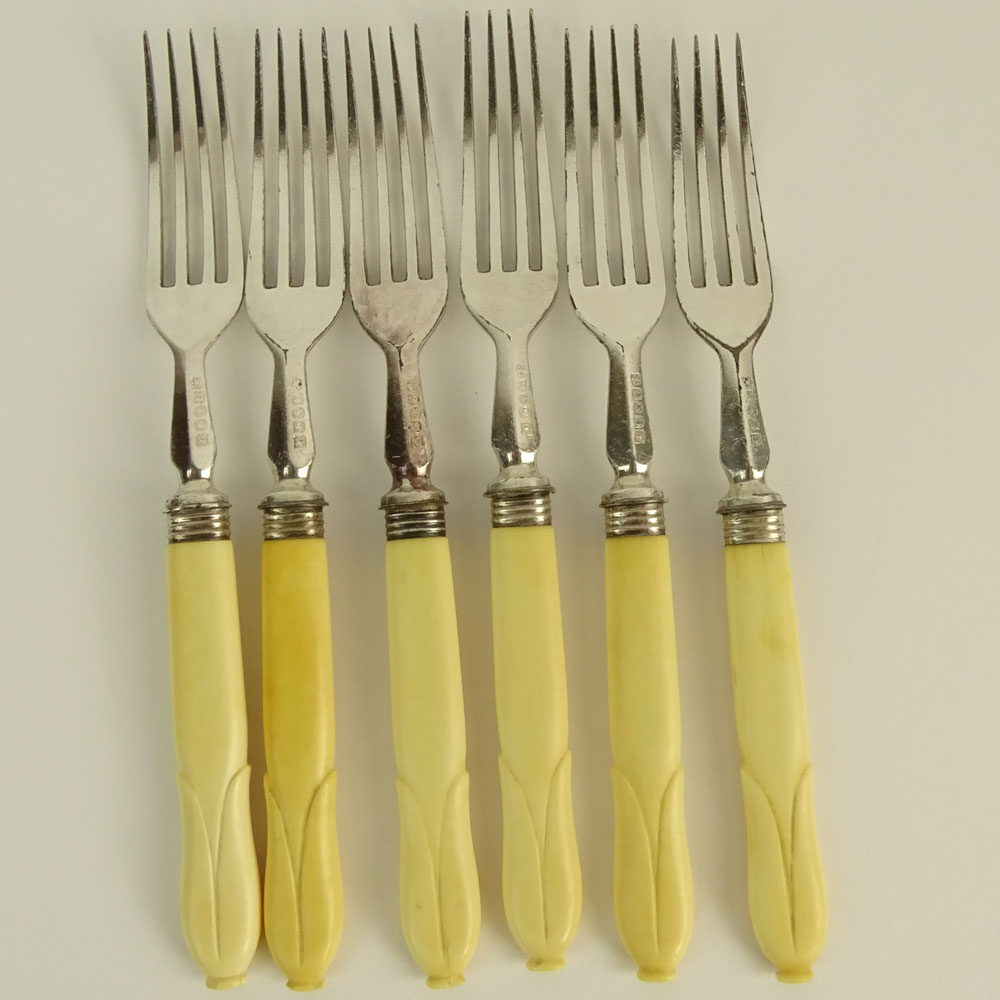 Collection of Three (3) Boxed Sets of Antique Ivory Handled Fruit Utensils.