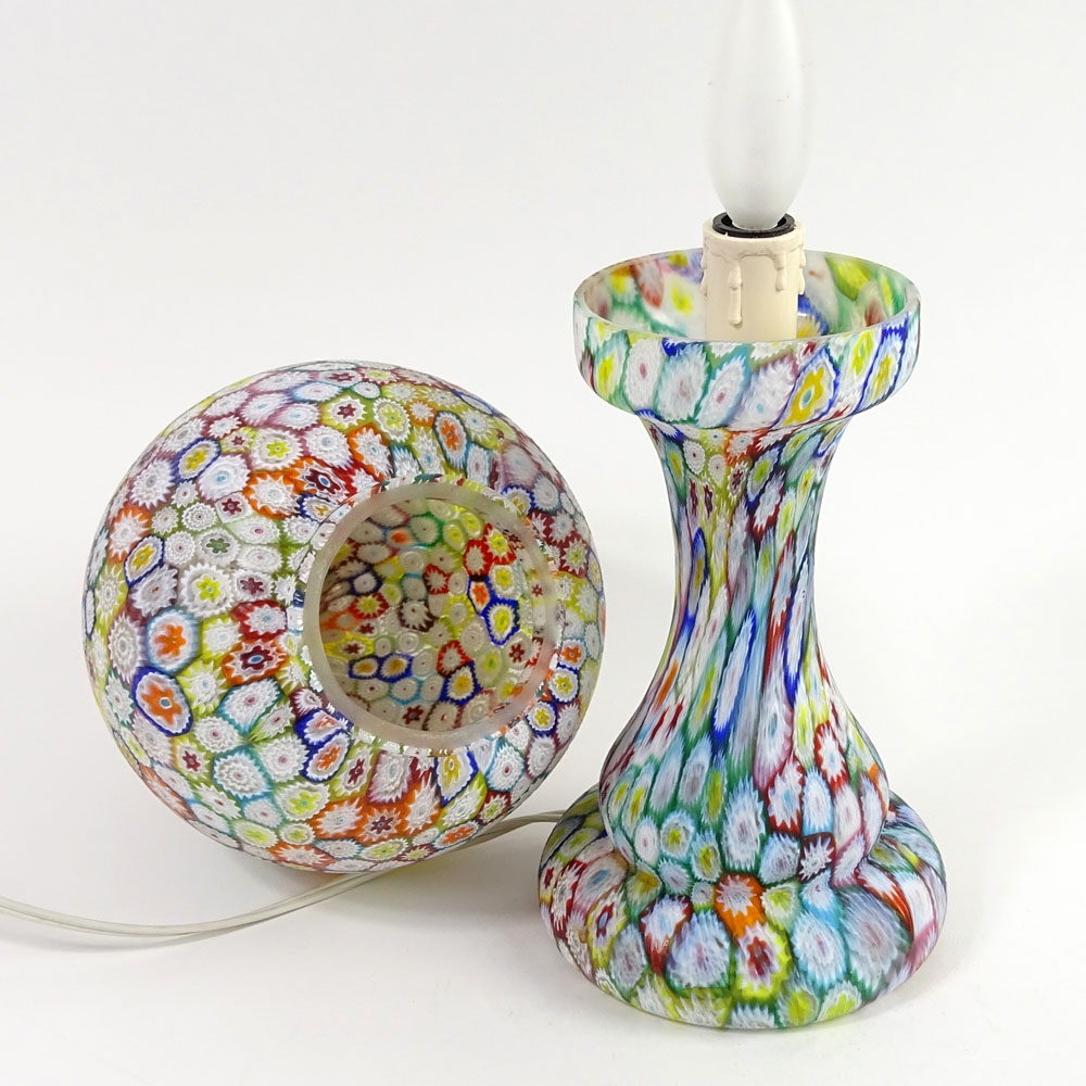 Large Mid-Century Murano Milllefiori Glass Egg Shaped Lamp.