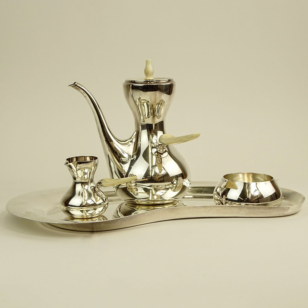 Mid Century Danish Modern Corh Sterling Silver Four (4) Piece Coffee Set.