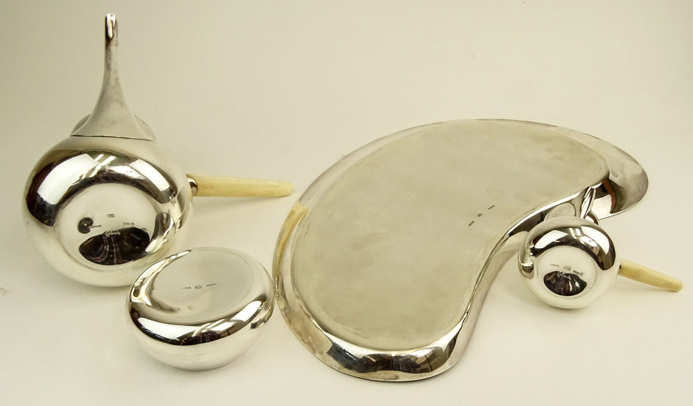 Mid Century Danish Modern Corh Sterling Silver Four (4) Piece Coffee Set.