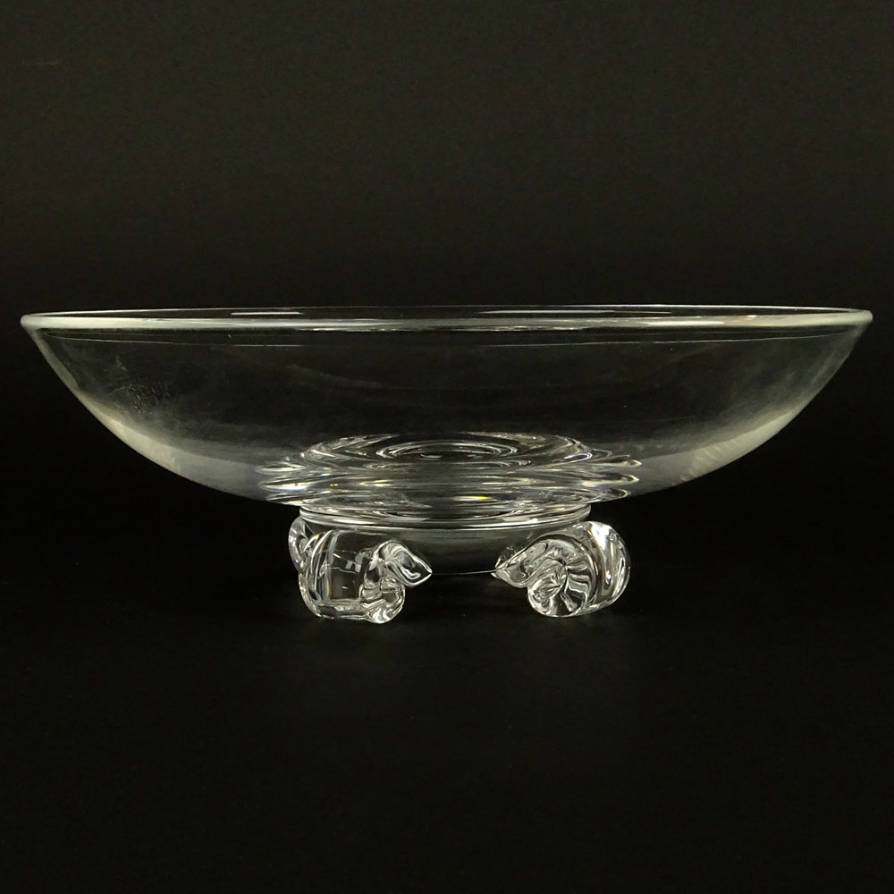 Steuben Scroll Footed Clear Crystal Bowl by John Dreves.