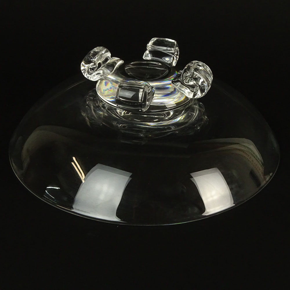 Steuben Scroll Footed Clear Crystal Bowl by John Dreves.