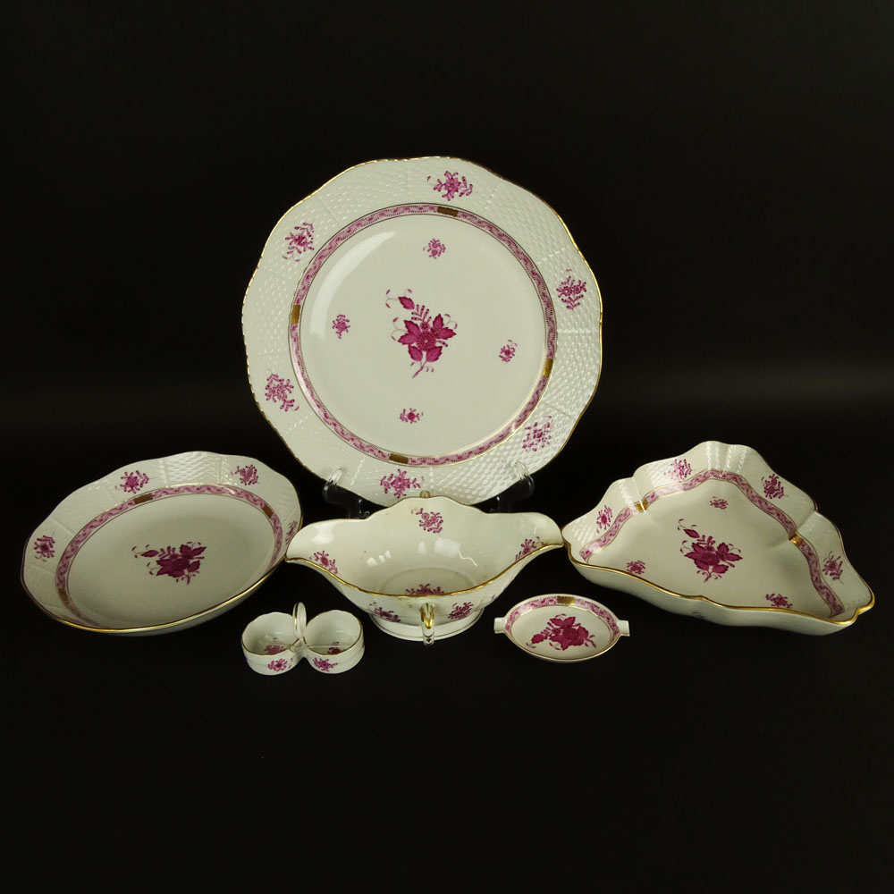 Lot of Six (6) Herend Chinese Bouquet Raspberry Serving Pieces.