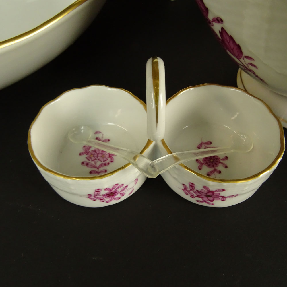 Lot of Six (6) Herend Chinese Bouquet Raspberry Serving Pieces.