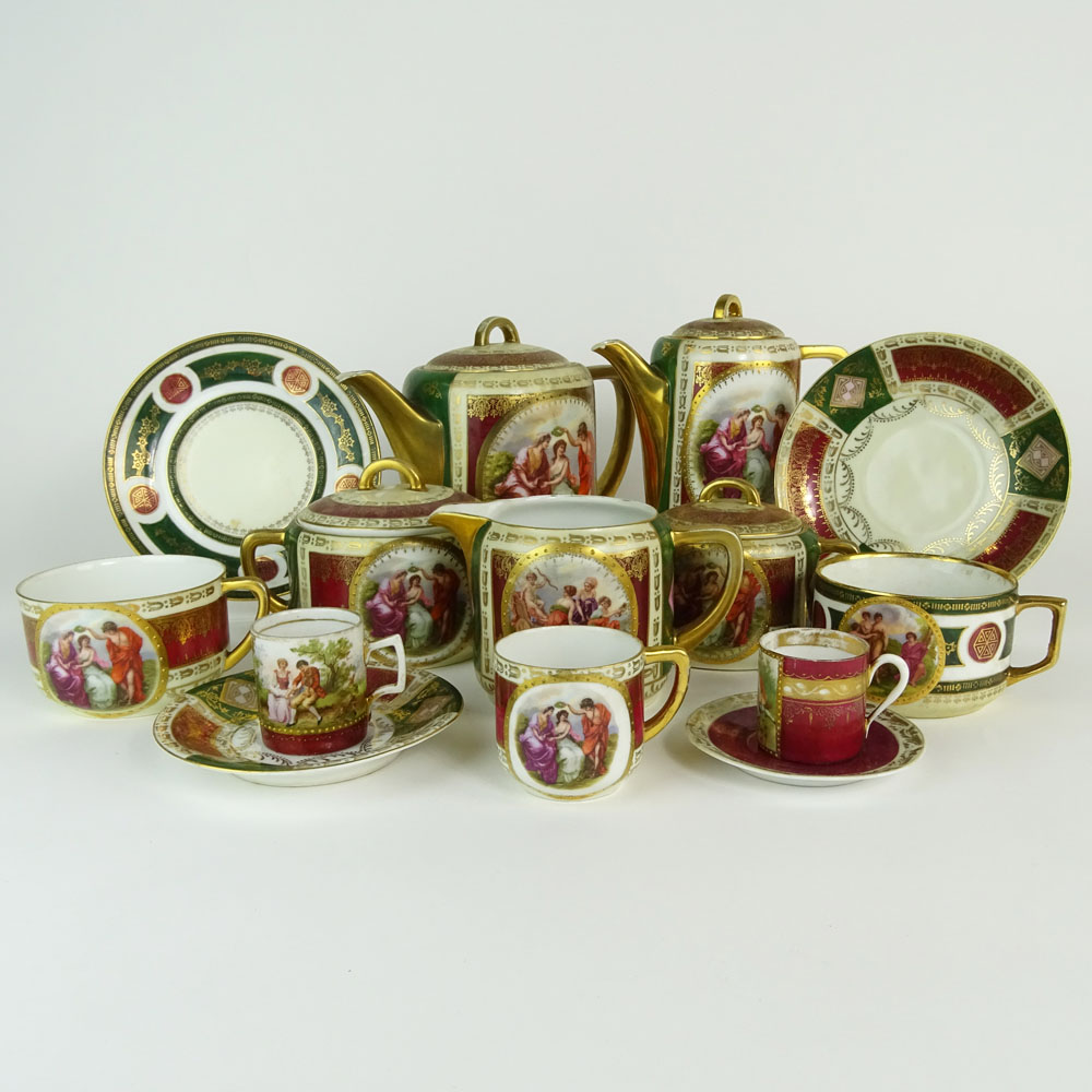 Forty Five (45) Piece Vienna Porcelain Assembled Coffee/Tea Service.