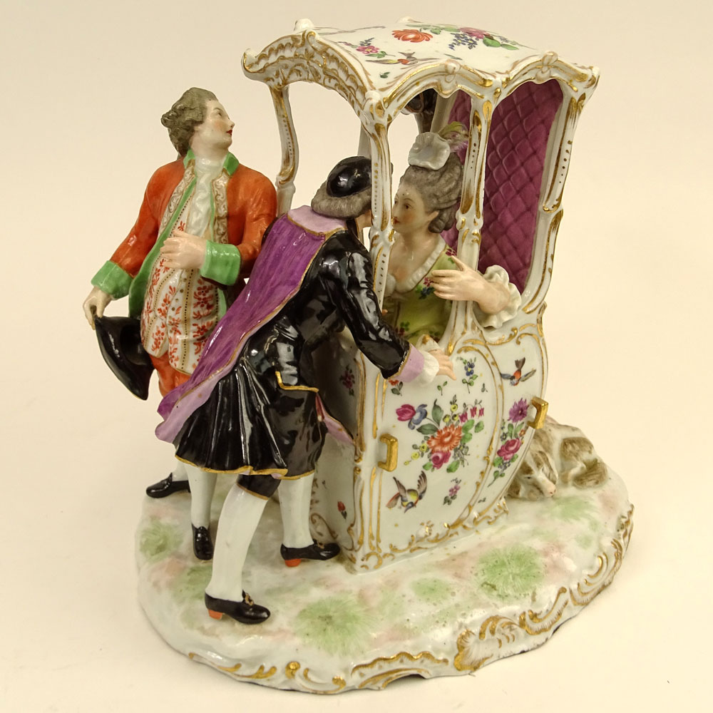 Vintage Dresden Porcelain Figural Coach Group.