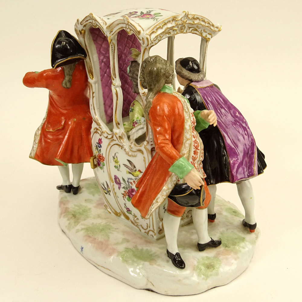 Vintage Dresden Porcelain Figural Coach Group.