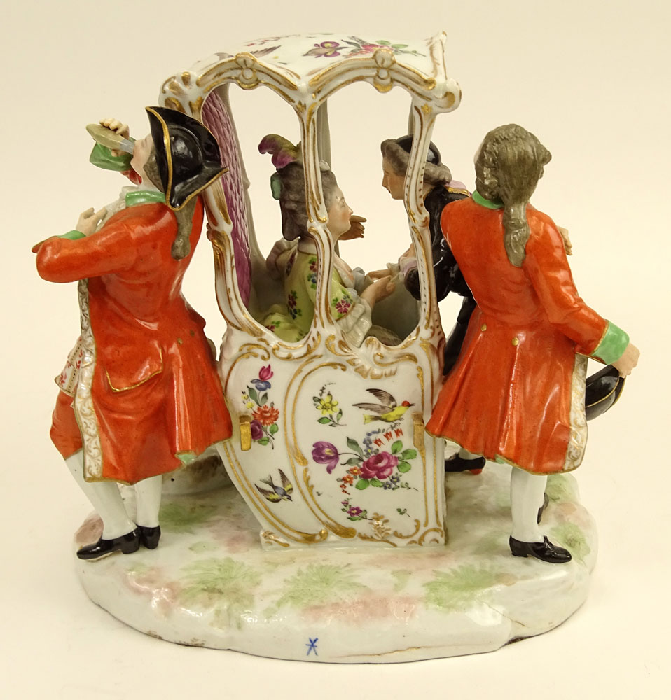 Vintage Dresden Porcelain Figural Coach Group.