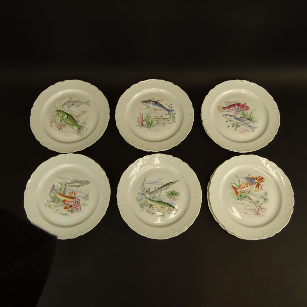 Modern Limoges Thirteen (13) Piece Fish Service.