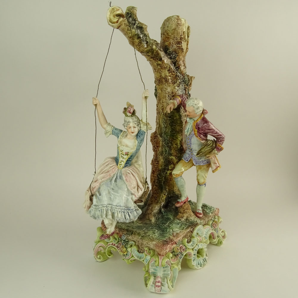 Vintage Gesetzlich German Porcelain Group "Swinging Beauty" Marked to base.