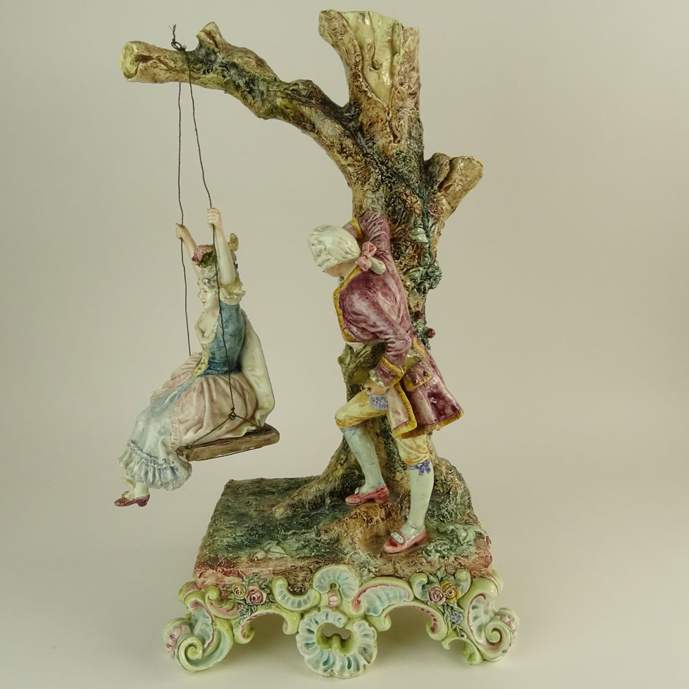 Vintage Gesetzlich German Porcelain Group "Swinging Beauty" Marked to base.