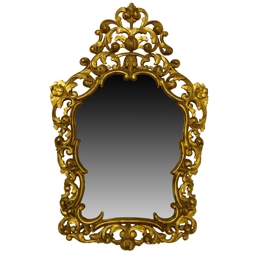 Rococo Style Antique Carved Giltwood Mirror.