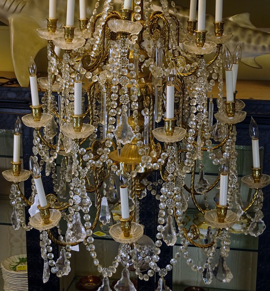 Contemporary Grand Scale Louis XV style Bronze and Crystal Chandelier.