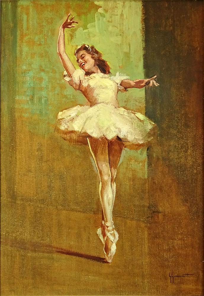 Giordano Giovanetti, Italian (1906-1973)  Oil on canvas "Ballerina".