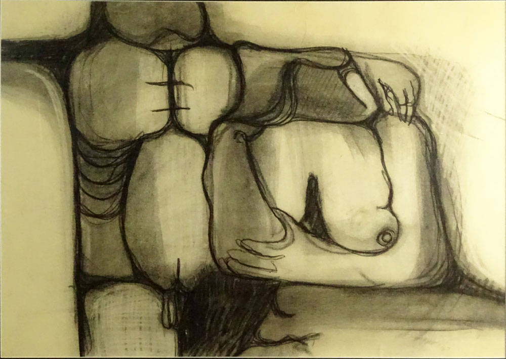 Manuel Neto Chong, Panamanian (b.1927) Charcoal drawing on paper. "Nudes"