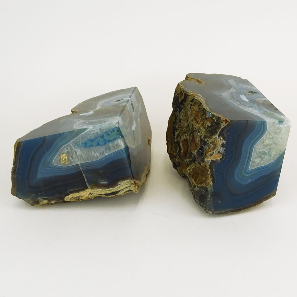 Pair of Blue Agate Geodes.