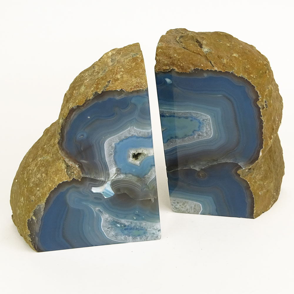 Pair of Blue Agate Geodes.