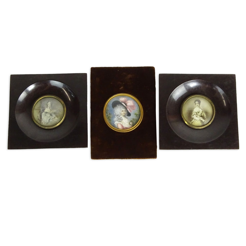 Lot of Three (3) Portrait Miniatures.