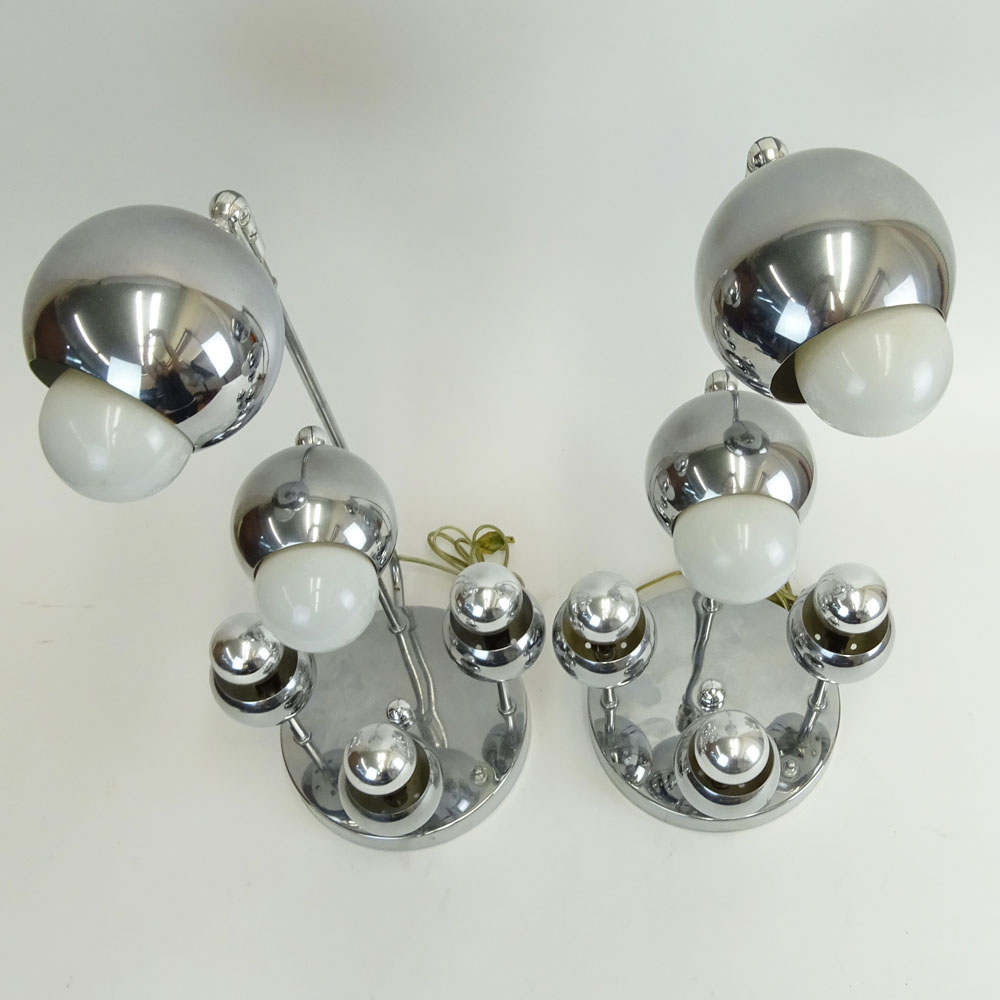 Pair Mid Century Modern Possibly Robert Sonneman Chrome lamps.