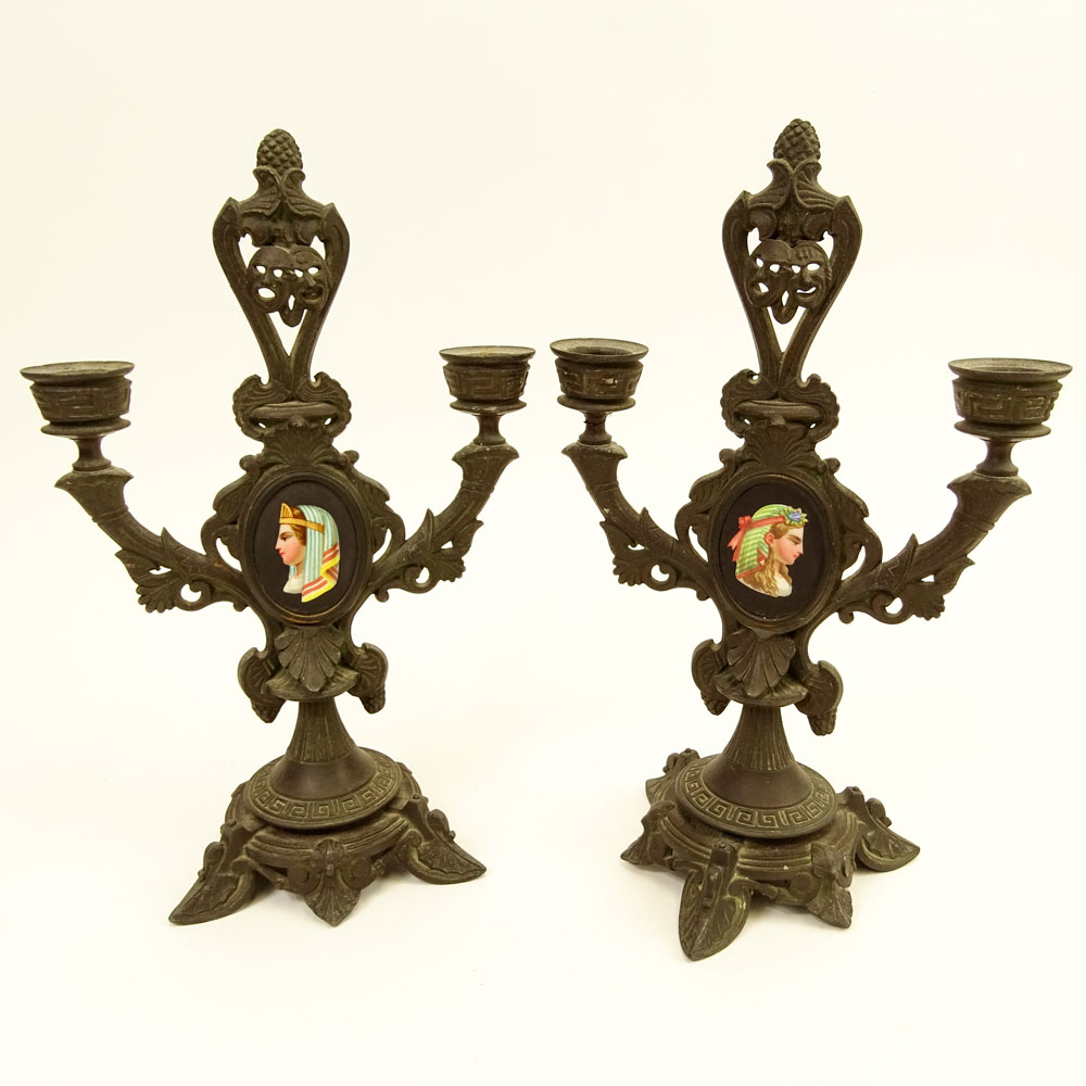 Pair of Old Paris French Metal Candlesticks.