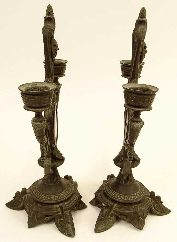 Pair of Old Paris French Metal Candlesticks.