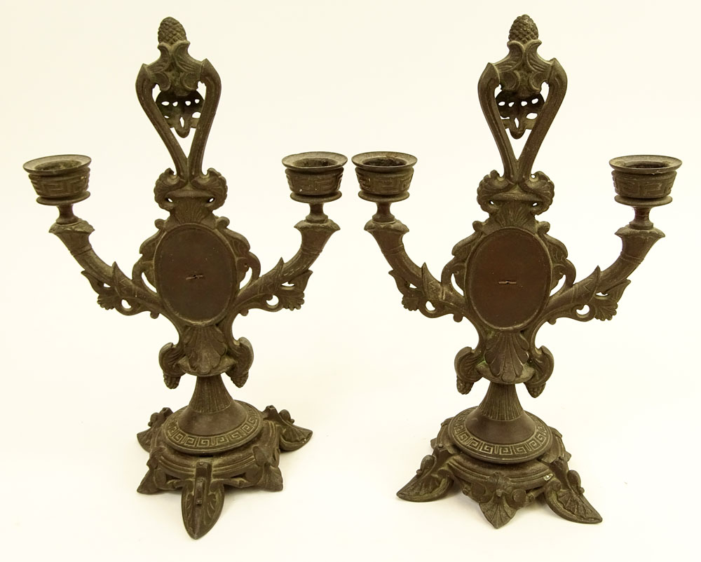 Pair of Old Paris French Metal Candlesticks.