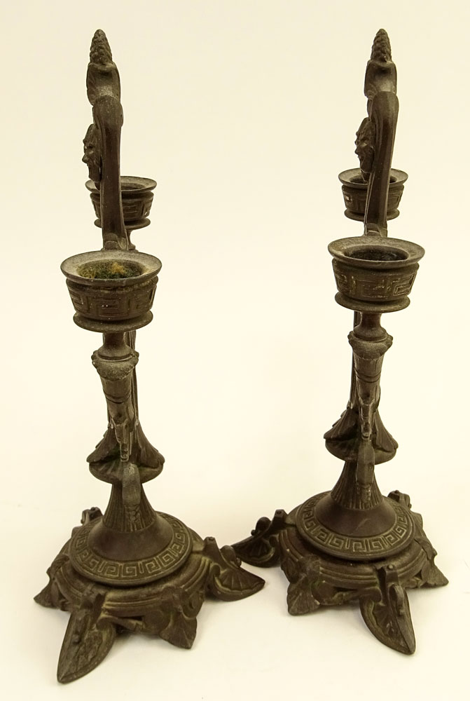 Pair of Old Paris French Metal Candlesticks.