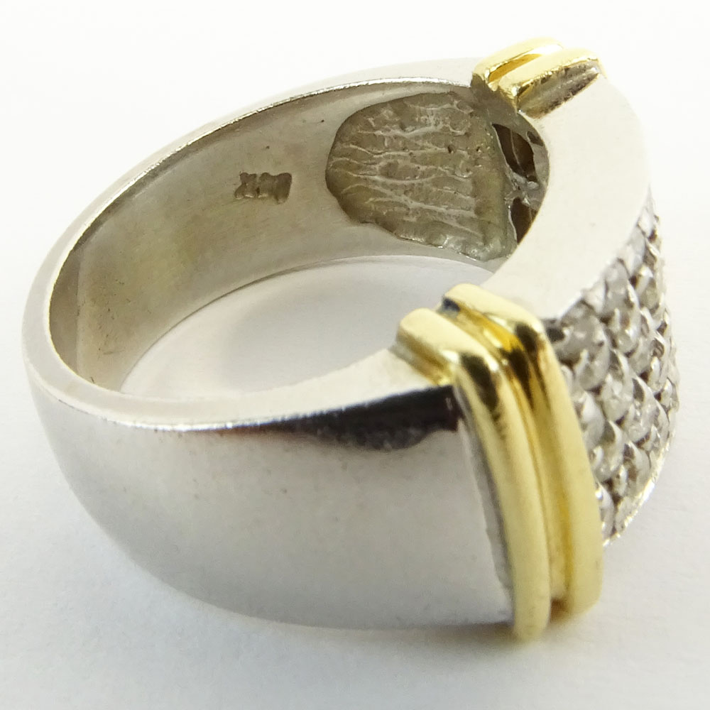 Vintage Thirty Three (33) Diamond and 14 Karat White & Yellow Gold Ring.