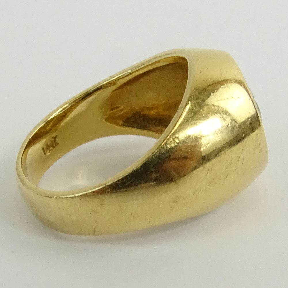 Men's Vintage Diamond and 14 Karat Yellow Gold Ring.