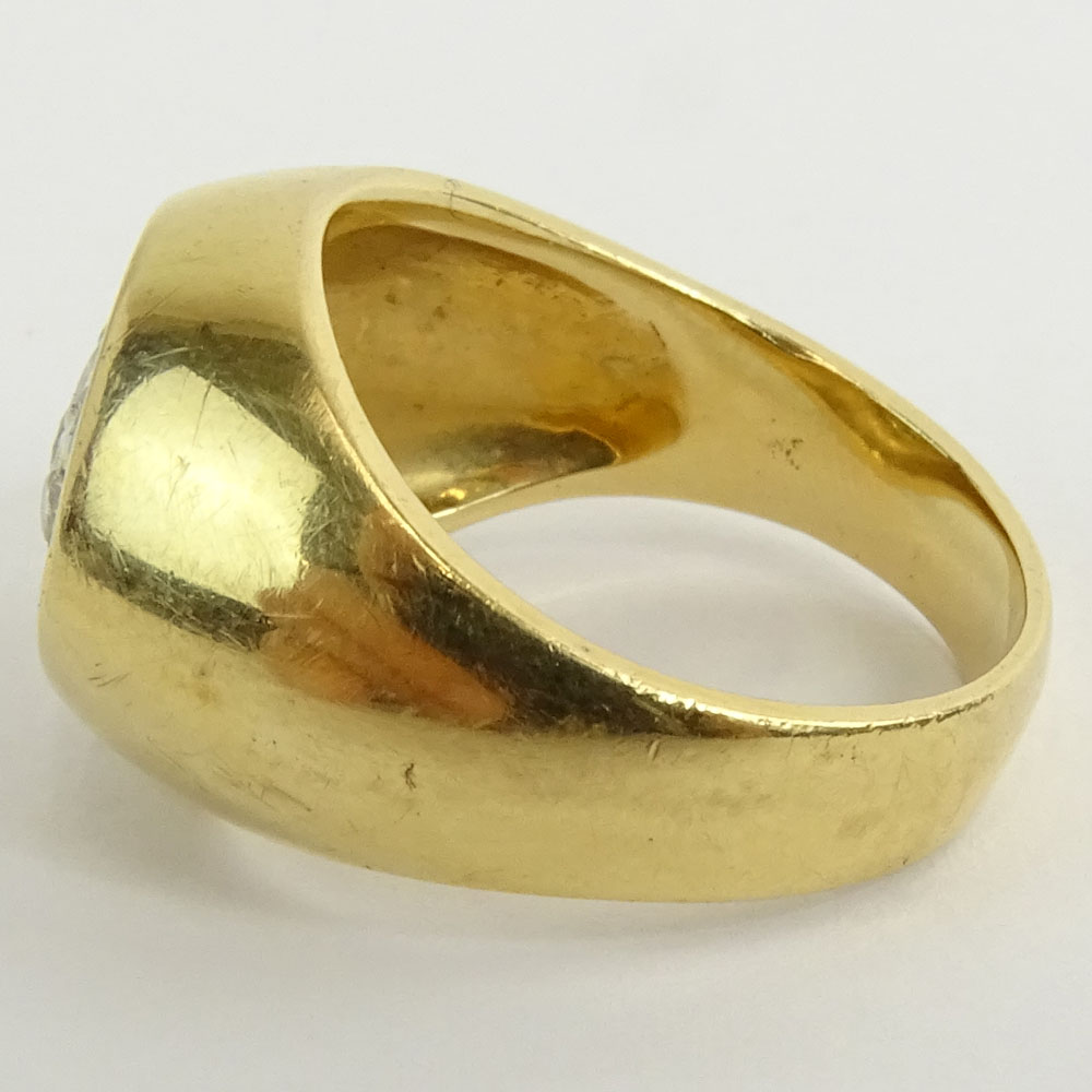 Men's Vintage Diamond and 14 Karat Yellow Gold Ring.