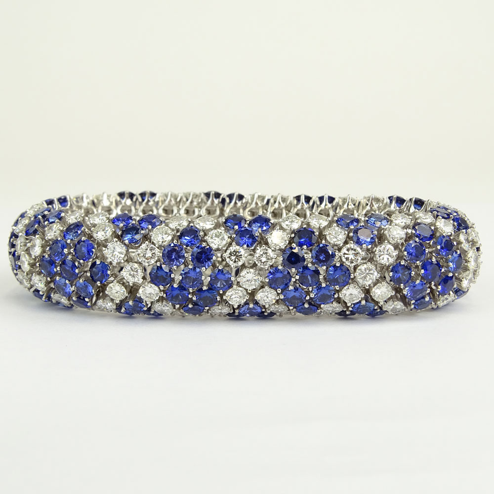 Very Fine Quality Approx. 26.0 Carat Round Brilliant Cut Diamonds, 30.0 Carat Round Cut Sapphire and Platinum Bracelet.