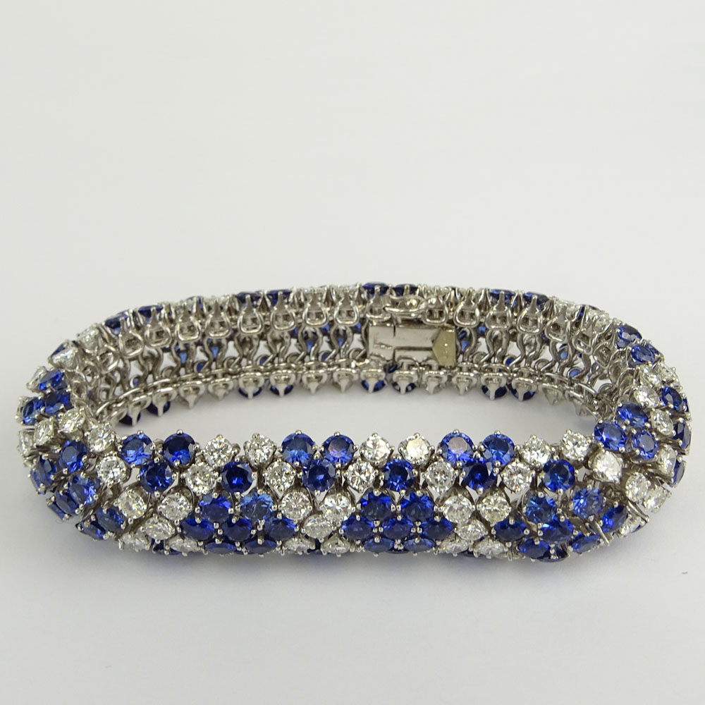 Very Fine Quality Approx. 26.0 Carat Round Brilliant Cut Diamonds, 30.0 Carat Round Cut Sapphire and Platinum Bracelet.