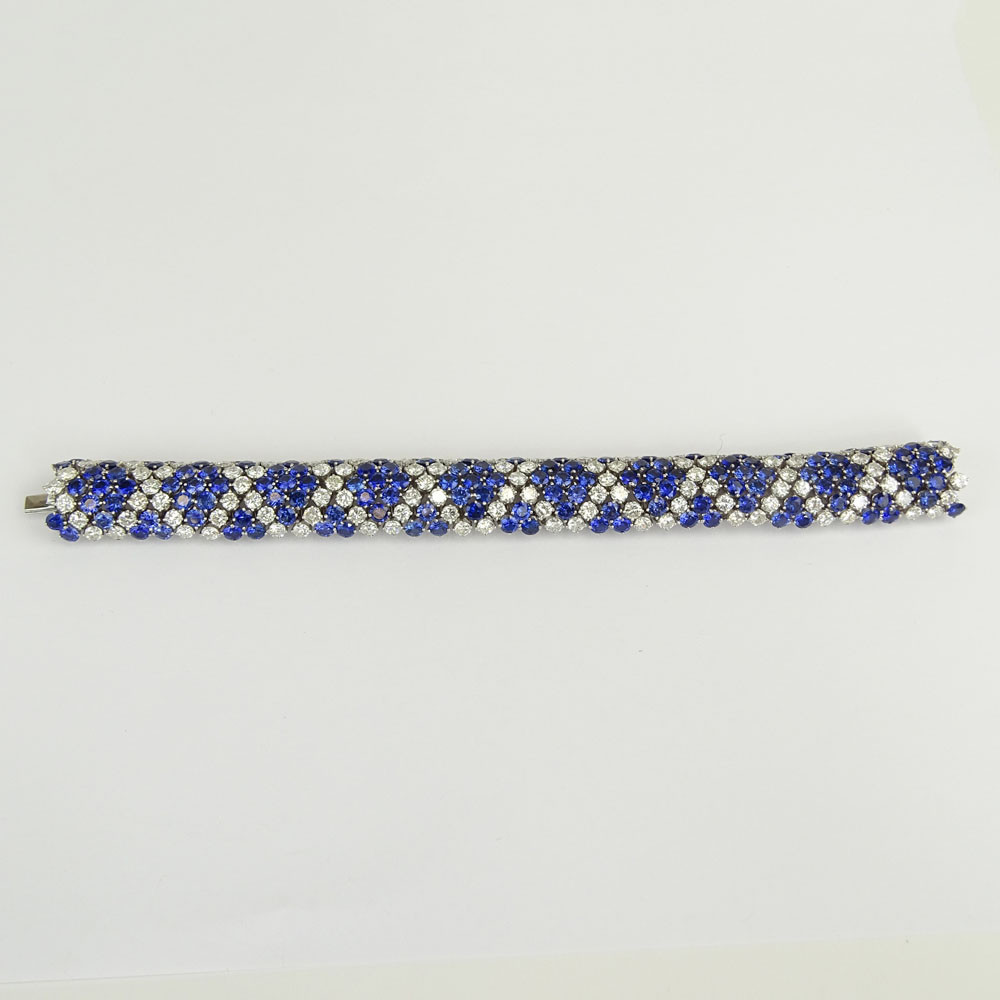 Very Fine Quality Approx. 26.0 Carat Round Brilliant Cut Diamonds, 30.0 Carat Round Cut Sapphire and Platinum Bracelet.